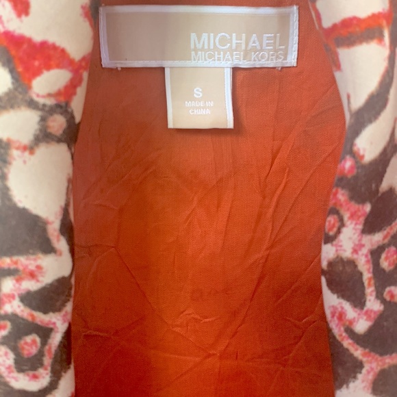 Michael Kors Small Sleeveless Cowl Neck Blouse Shirt Pink Orange Gray Pattern - Picture 4 of 5